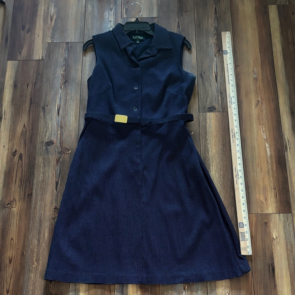 Lauren Ralph Lauren Dark Blue Midi Dress Sz 12 Nwt